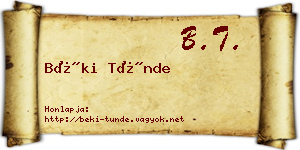 Béki Tünde névjegykártya