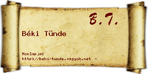 Béki Tünde névjegykártya